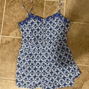 American Eagle Outfitters Blue and White Printed Cami Top